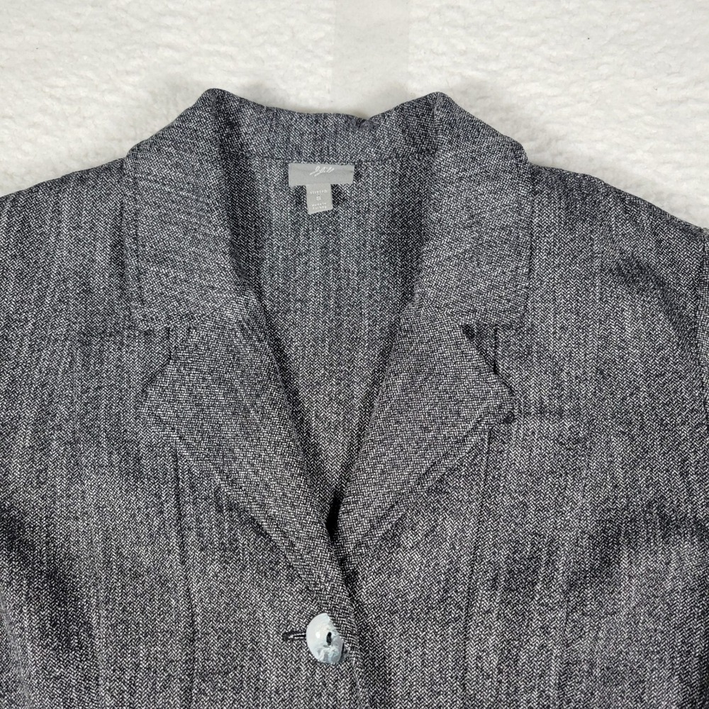 J. Jill Blazer Womens Size S Black White Herringbone Stretch 3-Button Jacket